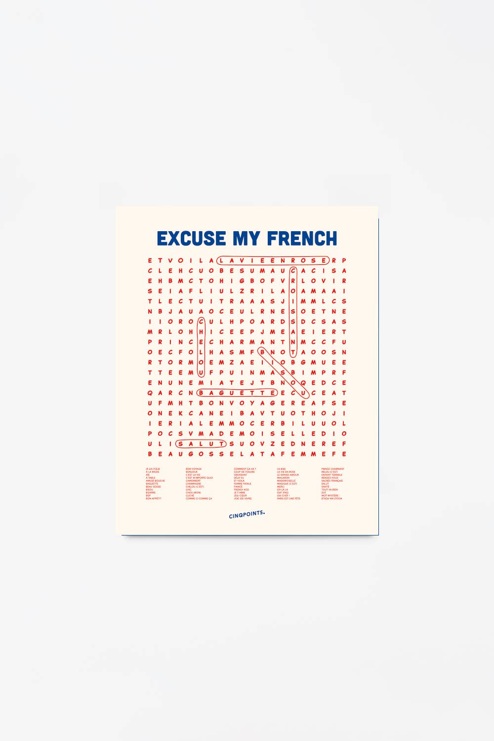 Poster French Word Search Decorative Christmas Gift: Black / 40x50 cm