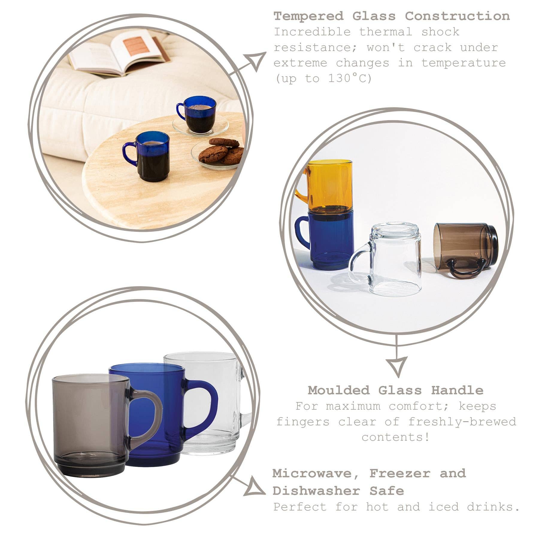 260ml Versailles Coffee Glasses - By Duralex: Clear
