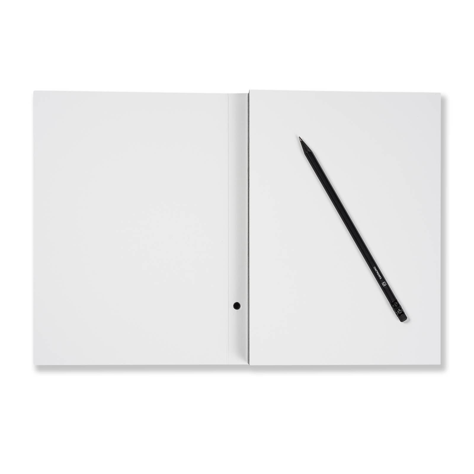 Cinqpoints Archiwhite Sketchbook with white paper and black pen