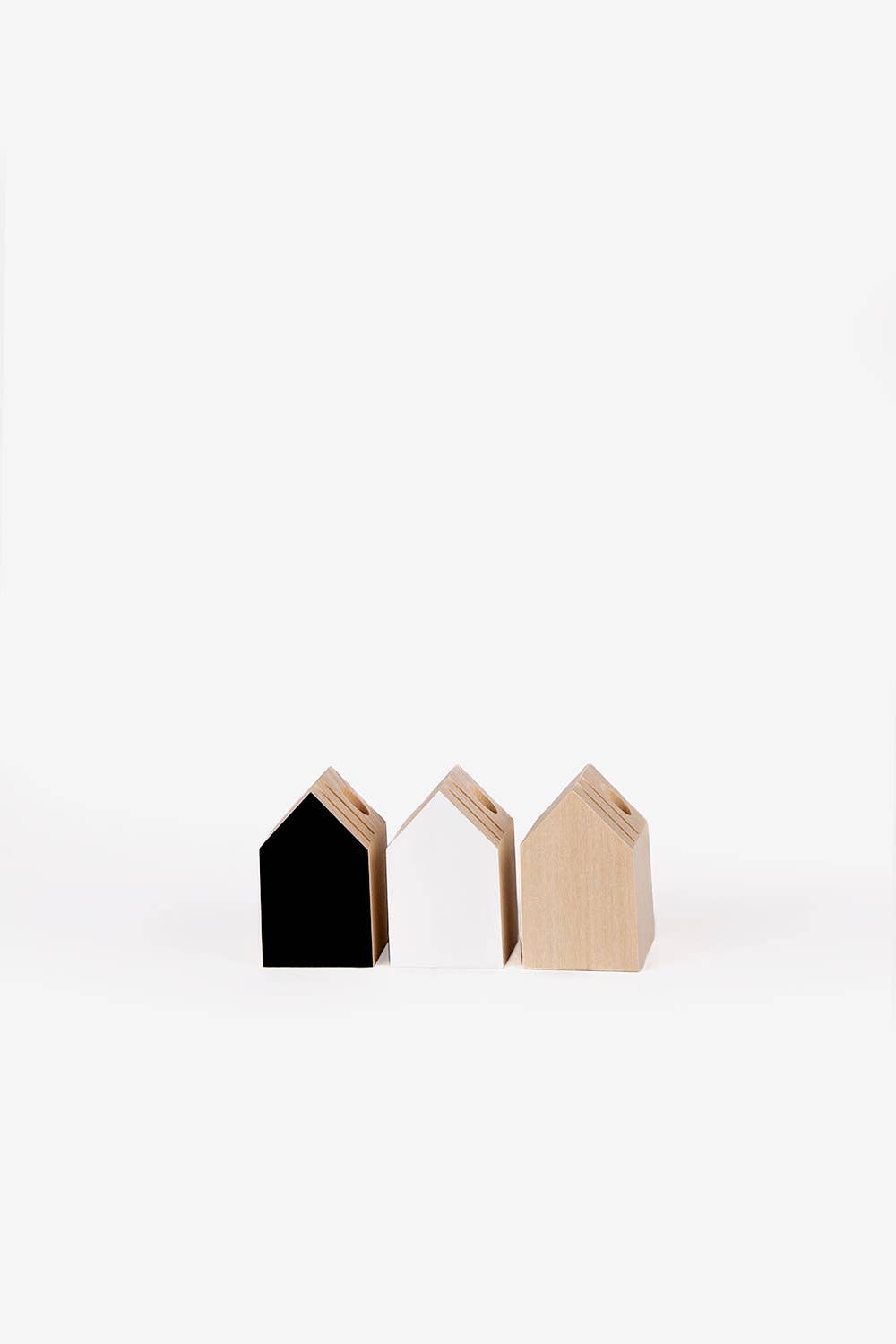 Wooden houses card and pencil holders - Christmas Gift