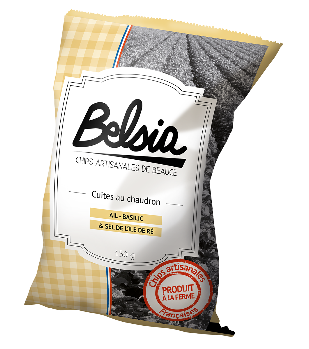 Artisanal garlic and basil chips