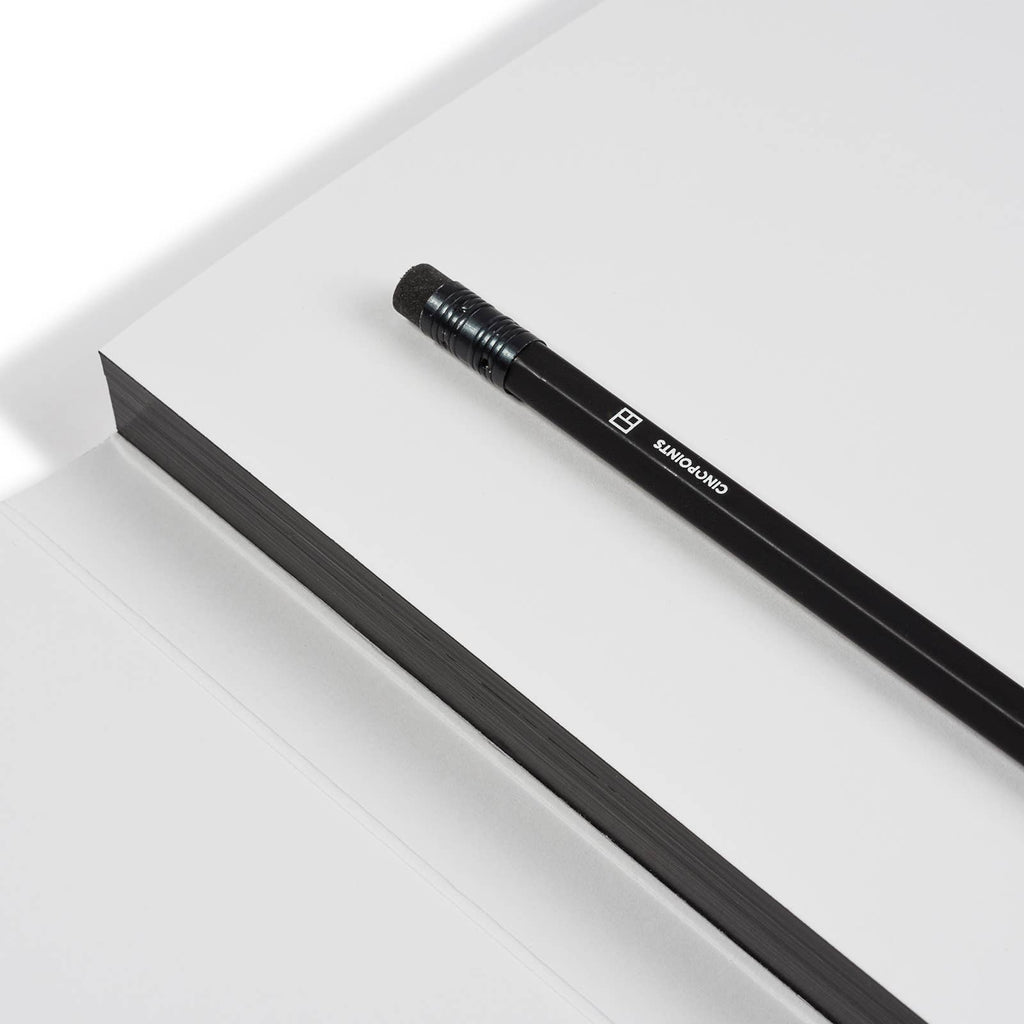 Cinqpoints Archiwhite Sketchbook with white paper and black pen